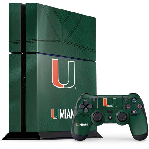 University of Miami Green Jersey PS4 Console and Controller Bundle Skin