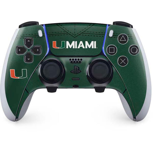 University of Miami Green Jersey PS5 DualSense Edge Pro Controller Skin