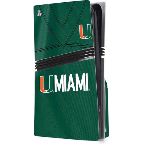 University of Miami Green Jersey PS5 Pro Disk Console Skin