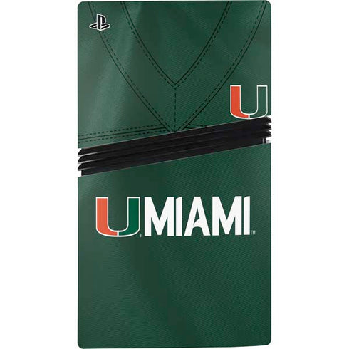University of Miami Green Jersey PS5 Pro Disk Console Skin
