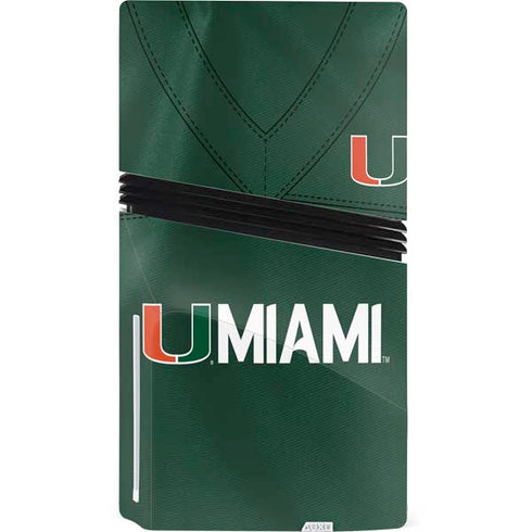 University of Miami Green Jersey PS5 Pro Disk Console Skin
