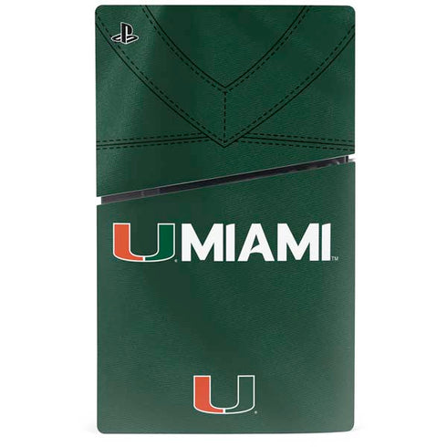 University of Miami Green Jersey PS5 Slim Digital Edition Console Skin