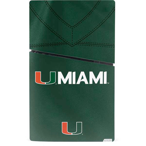 University of Miami Green Jersey PS5 Slim Digital Edition Console Skin