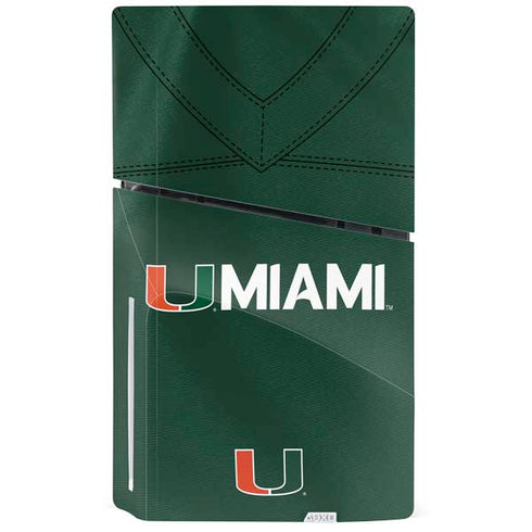 University of Miami Green Jersey PS5 Slim Disk Console Skin
