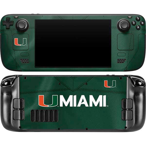 University of Miami Green Jersey Steam Deck Handheld Gaming Computer OLED Skin