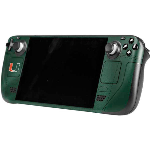 University of Miami Green Jersey Steam Deck Handheld Gaming Computer OLED Skin