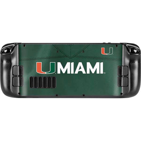 University of Miami Green Jersey Steam Deck Handheld Gaming Computer OLED Skin