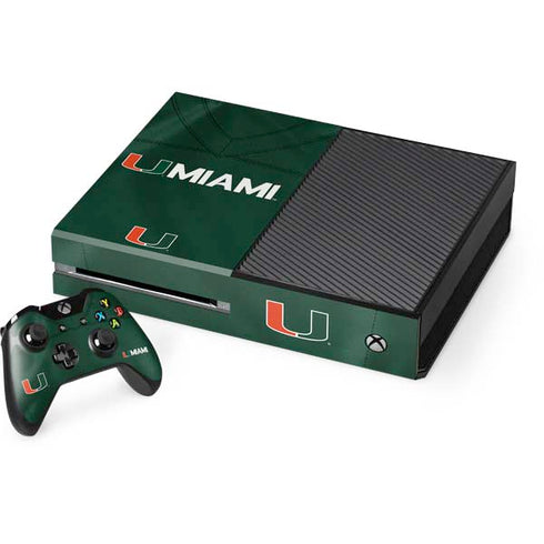 University of Miami Green Jersey Xbox One Console and Controller Bundle Skin