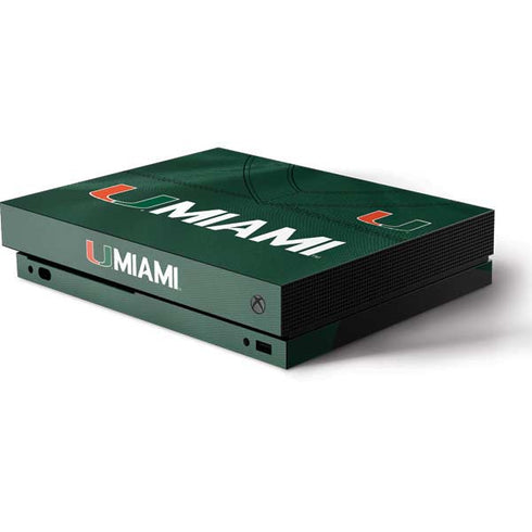 University of Miami Green Jersey Xbox One X Console Skin
