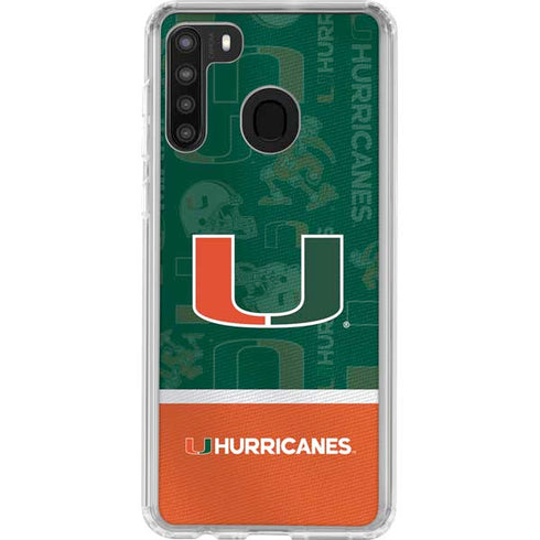 University of Miami U Hurricanes Galaxy A21 Clear Case