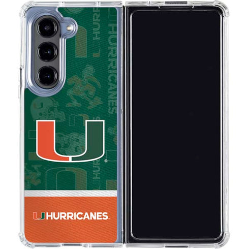 University of Miami U Hurricanes Galaxy Z Fold5 5G Clear Case