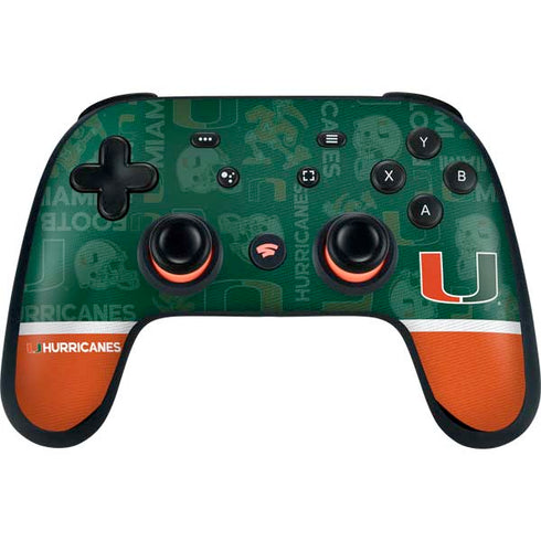 University of Miami U Hurricanes Google Stadia Controller Skin