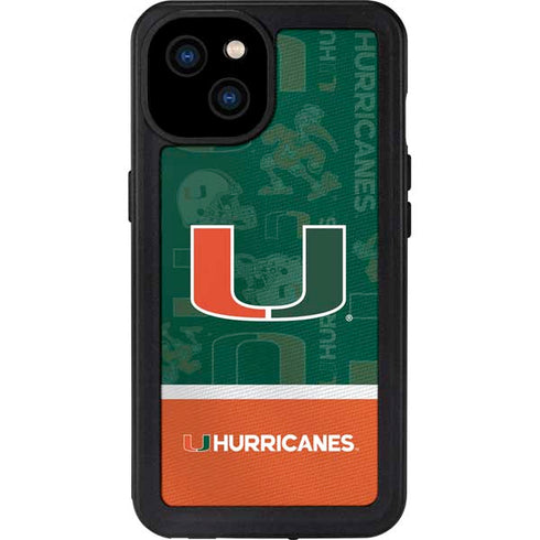 University of Miami U Hurricanes iPhone 15 Plus Waterproof Case