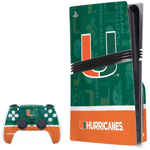 University of Miami U Hurricanes PS5 Pro Disk Bundle Skin