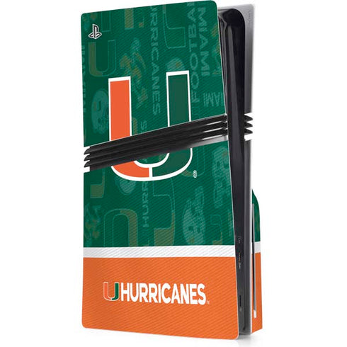 University of Miami U Hurricanes PS5 Pro Disk Console Skin