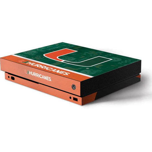 University of Miami U Hurricanes Xbox One X Console Skin