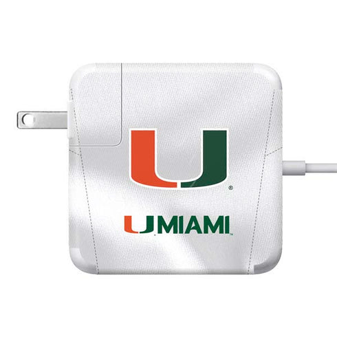 University of Miami White Jersey 85W Power Adapter (15 and 17 inch MacBook Pro Charger) Skin