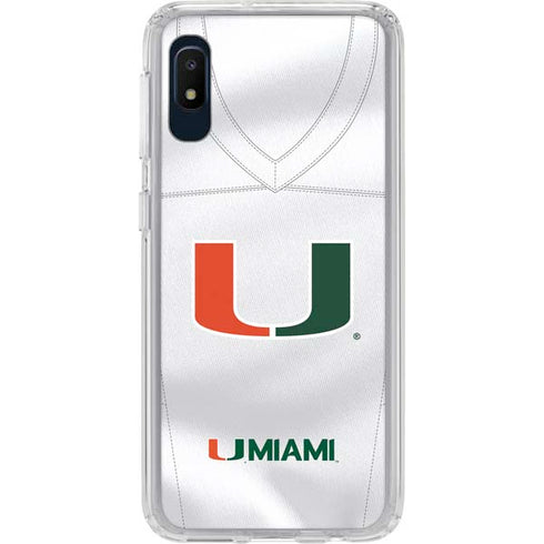 University of Miami White Jersey Galaxy A10e Clear Case