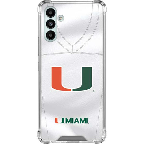 University of Miami White Jersey Galaxy A13 5G Clear Case