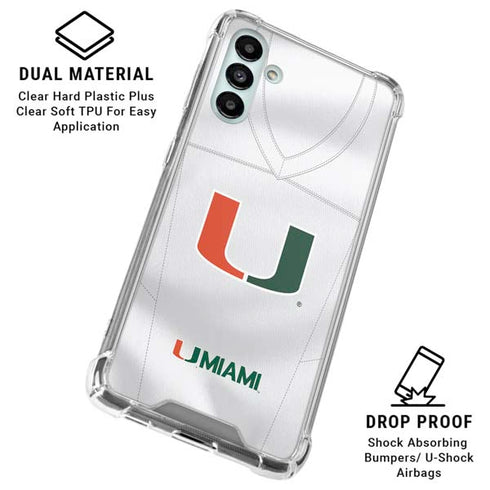 University of Miami White Jersey Galaxy A13 5G Clear Case