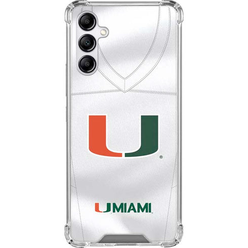 University of Miami White Jersey Galaxy A14 5G Clear Case