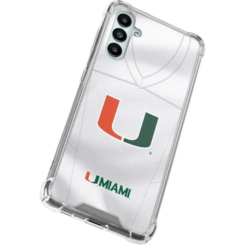 University of Miami White Jersey Galaxy A14 5G Clear Case