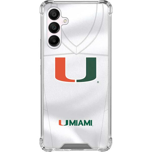 University of Miami White Jersey Galaxy A16 5G Clear Case
