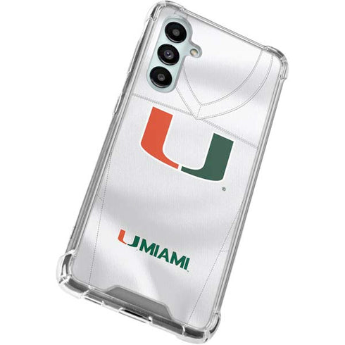 University of Miami White Jersey Galaxy A16 5G Clear Case