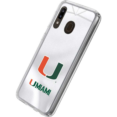 University of Miami White Jersey Galaxy A20 Clear Case