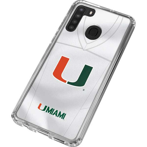 University of Miami White Jersey Galaxy A21 Clear Case