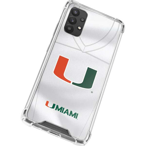 University of Miami White Jersey Galaxy A32 5G Clear Case