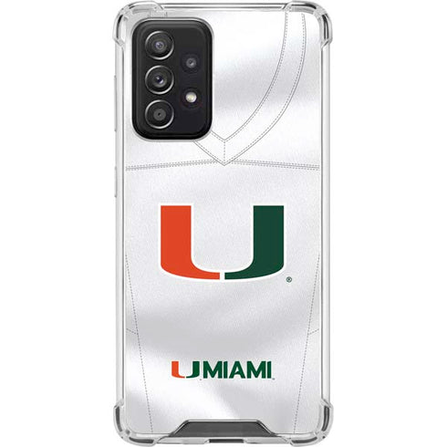 University of Miami White Jersey Galaxy A52 5G Clear Case