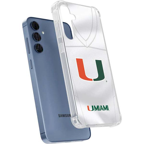 University of Miami White Jersey Galaxy A55 5G Clear Case