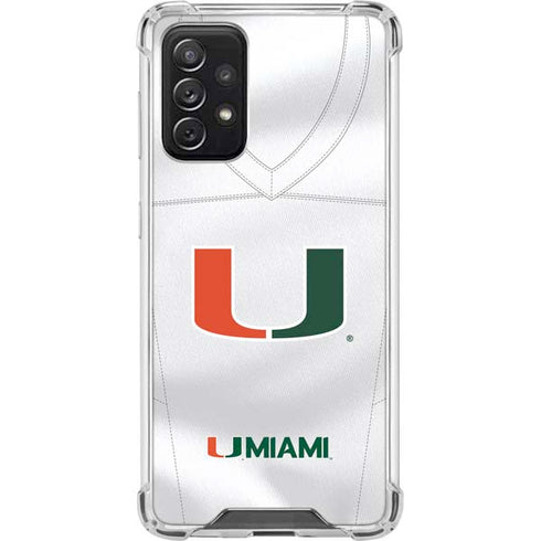 University of Miami White Jersey Galaxy A72 5G Clear Case
