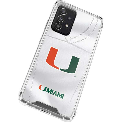 University of Miami White Jersey Galaxy A72 5G Clear Case