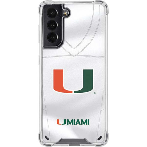 University of Miami White Jersey Galaxy S21 5G Clear Case