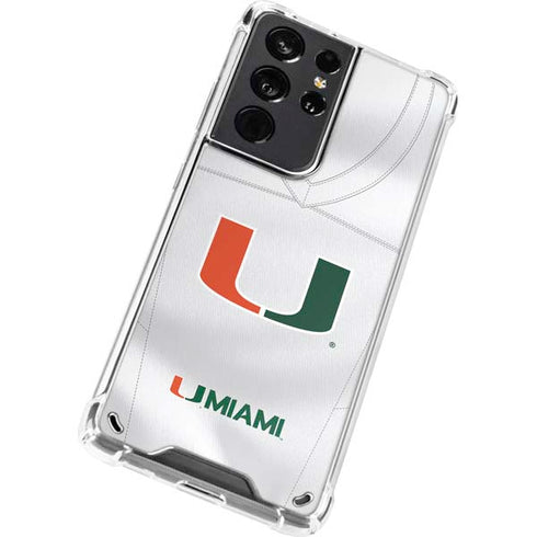 University of Miami White Jersey Galaxy S21 Ultra 5G Clear Case