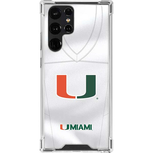 University of Miami White Jersey Galaxy S22 Ultra Clear Case