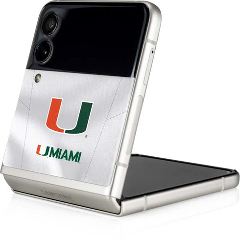 University of Miami White Jersey Galaxy Z Flip3 5G Skin