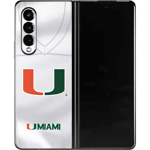 University of Miami White Jersey Galaxy Z Fold3 5G Skin
