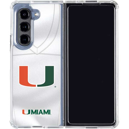 University of Miami White Jersey Galaxy Z Fold5 5G Clear Case