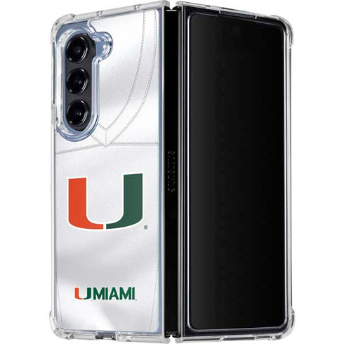 University of Miami White Jersey Galaxy Z Fold5 5G Clear Case