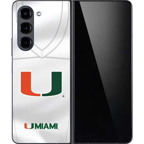 University of Miami White Jersey Galaxy Z Fold5 5G Skin