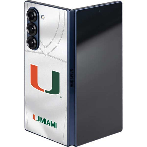 University of Miami White Jersey Galaxy Z Fold6 Skin