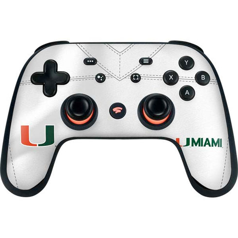 University of Miami White Jersey Google Stadia Controller Skin