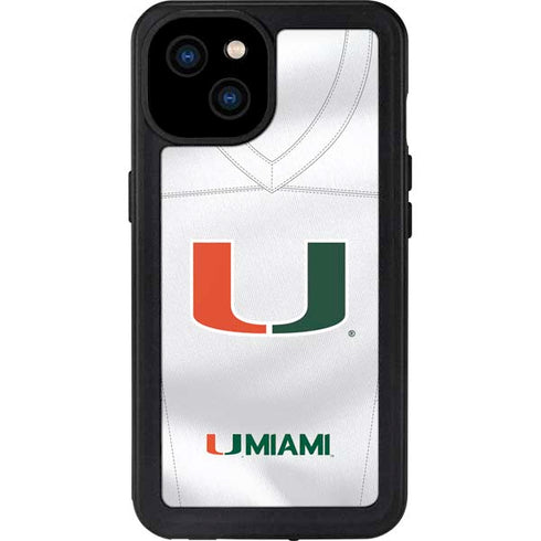University of Miami White Jersey iPhone 15 Plus Waterproof Case