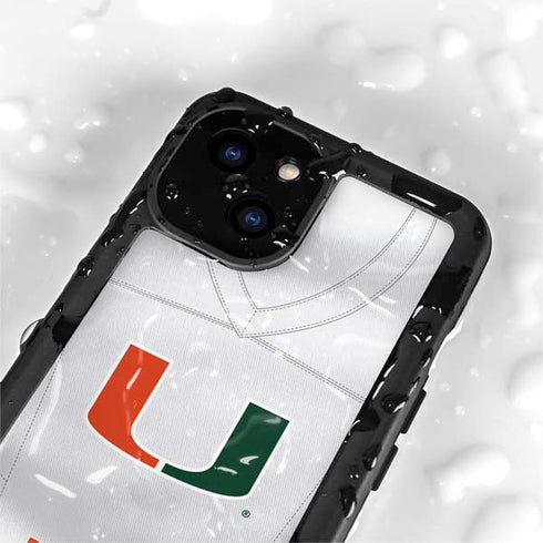 University of Miami White Jersey iPhone 15 Plus Waterproof Case