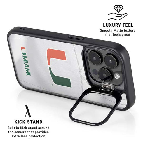 University of Miami White Jersey iPhone 15 Pro Max Kickstand Case