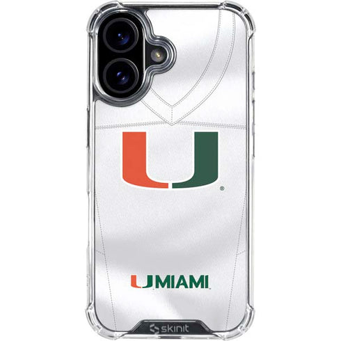University of Miami White Jersey iPhone 16 Plus Clear Case