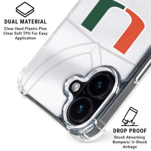 University of Miami White Jersey iPhone 16 Plus Clear Case